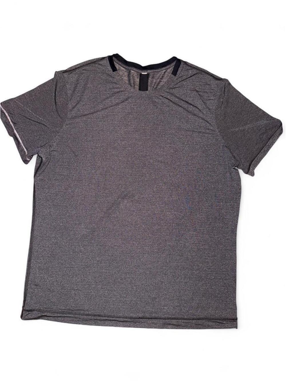 Lululemon Gray heathered precise active short sleeve  t-shirt black trim  sz XL